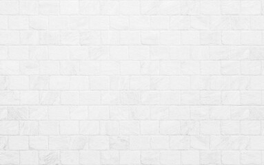 Wall Mural - White grunge brick wall texture background for stone tile block in grey light color wallpaper interior and exterior and room backdrop design. Abstract white brick wall texture for pattern background.