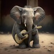 an elephant playing guitar photorealistic 