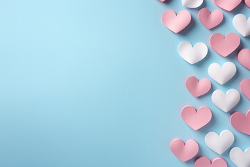 Poster - Sweet Love, Pastel Hearts in a Dreamy Blue Background