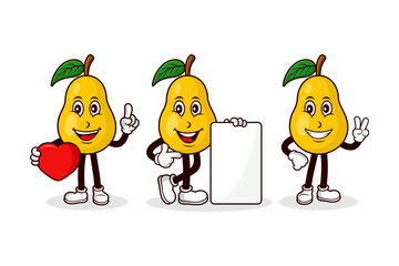 Wall Mural - Pear fruit cartoon character design collection