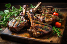 Close-up of grilled lamb chops