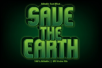 Wall Mural - Save The Earth Editable Text Effect 3D Emboss Style