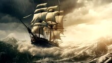 Sailing Ship On The Sea Video Background Looping For Live Wallpaper 