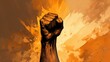 Watercolor illustration of fist, symbolizing the unyielding spirit of human rights