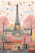 An enchanting and whimsical depiction of the iconic Eiffel Tower in a dreamlike setting, filled with wonder and imagination.