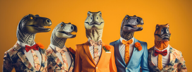 Wall Mural - dinosaurs in suits