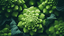 Green Romanesco Cauliflower Close-up Generative Ai