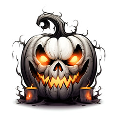 Wall Mural - Halloween pumpkin with candles on a white background. Vector illustration.