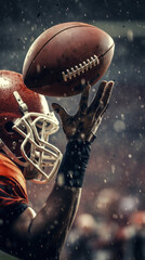 Wall Mural - Close up of an American football ball in play