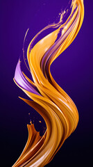 Poster - Abstract wavy glass background. Purple, orange, black colors.