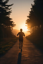 男性, 後ろ姿, 夕焼け, ランニング, 走る男性, 走る男性の後ろ姿, Man, Back View, Sunset, Running, Man Running, Back View Of A Running Man