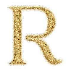 Poster - Gold glitter alphabet letters from A to Z, isolated on transparent background, uppercase. This is a part of a set which also includes numbers and symbols