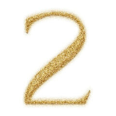 Poster - Gold glitter number from 0 to 9 isolated on transparent background. This is a part of a set which also includes letters and symbols