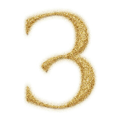 Poster - Gold glitter number from 0 to 9 isolated on transparent background. This is a part of a set which also includes letters and symbols