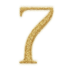 Poster - Gold glitter number from 0 to 9 isolated on transparent background. This is a part of a set which also includes letters and symbols