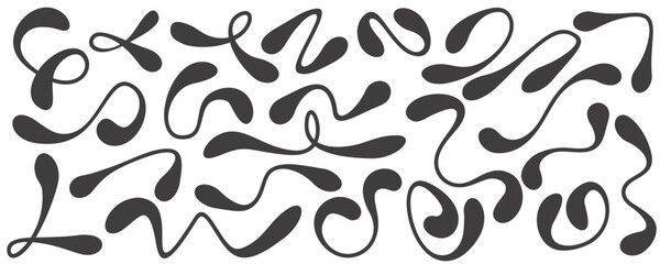 Wall Mural - y2k retro elements. graphic shapes and geometric symbols. vector abstract figures. groovy liquid lin