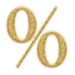 Poster - Gold glitter percent symbol isolated on transparent background. This is a part of a set which also includes letters and numbers