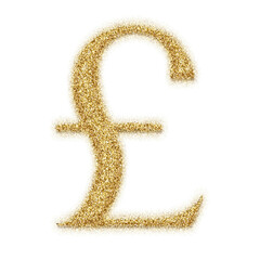 Poster - Gold glitter pound sterling symbol isolated on transparent background. This is a part of a set which also includes letters and numbers