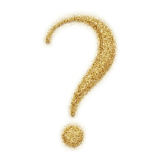 Poster - Gold glitter question mark symbol isolated on transparent background. This is a part of a set which also includes letters and numbers