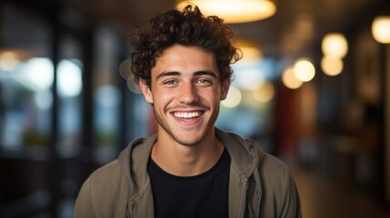 Wall Mural - Young man smiling with clean teeth.