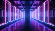 © prastiwi - Empty futuristic illuminated corridor with neon light background. AI generated image
