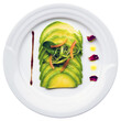 weißer Teller mit Avocado und Salat