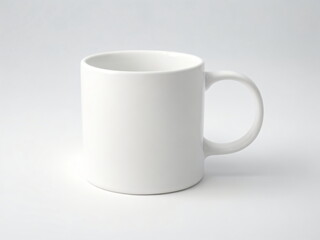 A plain white ceramic mug mock-up on a white background isolated