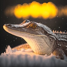 Snow Alligator Intricate Detail Dawn Lighting Canon 50mm Wildlife Photography 