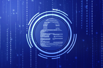 Poster - Digital Padlock on abstract technology background, Technology security concept. Modern safety digital background. Protection system, Cyber Security and safety information, personal data concept