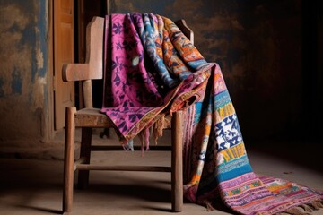 Wall Mural - indian traditional textiles draped over a childs chair