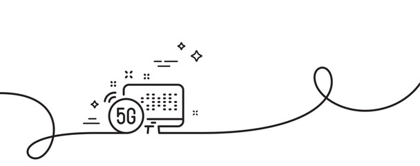 Poster - 5g internet line icon. continuous one line with curl. wireless technology sign. fast wifi symbol. 5g
