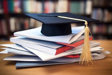 Wall Mural - graduation cap on top of a mountain of paperwork