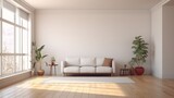Fototapeta  - Modern mid century and minimalist interior of living.Generative AI
