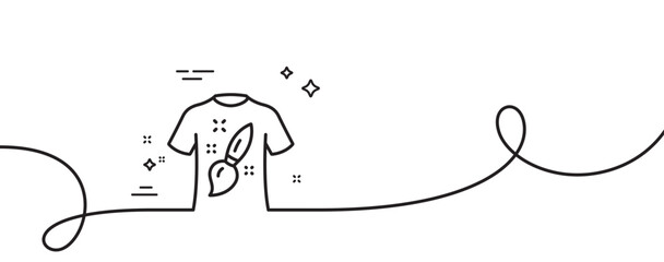 Poster - T-shirt design line icon. Continuous one line with curl. Creative brush sign. T shirt Graphic art symbol. T-shirt design single outline ribbon. Loop curve pattern. Vector