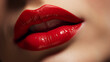 Moist and Red Woman's Lips Close-Up