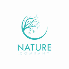 Wall Mural - Nature Tree Branch Minimalist Symbol Logo Vector design template