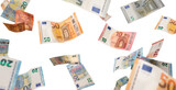 Fototapeta Miasto - Flying Euro Bills on Transparent Background