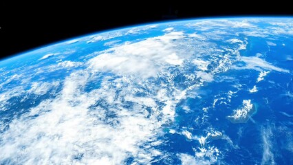 Wall Mural - majestic planet earth seen from space. beautiful clouds and atmosphere from above. view from interna