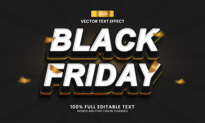 Wall Mural - Editable text effect, black friday 3d vector illustration