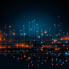 Poster - A mesmerizing digital artwork featuring a futuristic backdrop of blue lines and dots, showcasing the wonders of technology and innovation.