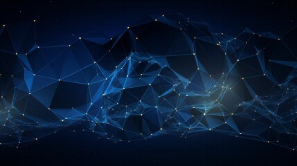Futuristic 3D linear polygonal background in dark blue color.