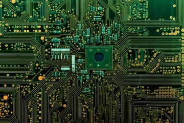 Poster - Electric board topview detail. Data device science with new architecture. Generate Ai