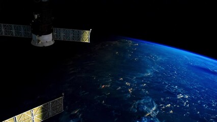 Wall Mural - orbiting over planet earth at night. ciiy lights illuminations seen from above. beautiful planet ear