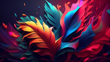 Fototapeta Kwiaty - Feathers on black, A colorful abstract background with a colorful background Ai generated image