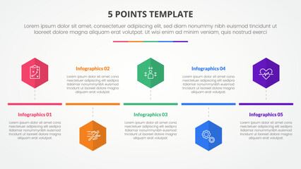 Aufkleber - 5 points stage template infographic concept for slide presentation with hexagon or hexagonal shape timeline style with 5 point list with flat style