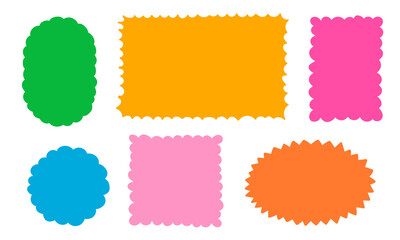 Sticker - Hand drawn frames collection. Colorful doodle shapes of square and round borders 