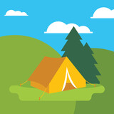 Fototapeta  - camping tent with a natural theme