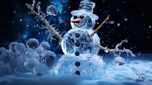 A Breathtaking Ice Snowman That Captures The Imagination With Its Artistry. 