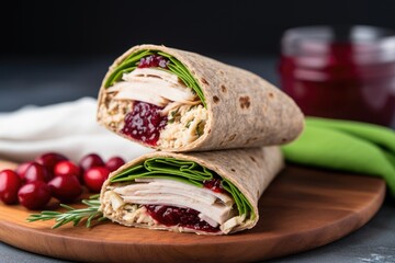 Sticker - whole grain wrap with turkey and cranberry sauce