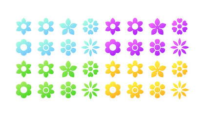 Poster - Flower icons. Flat, color, flower emoticons, flower icons. Vector icons